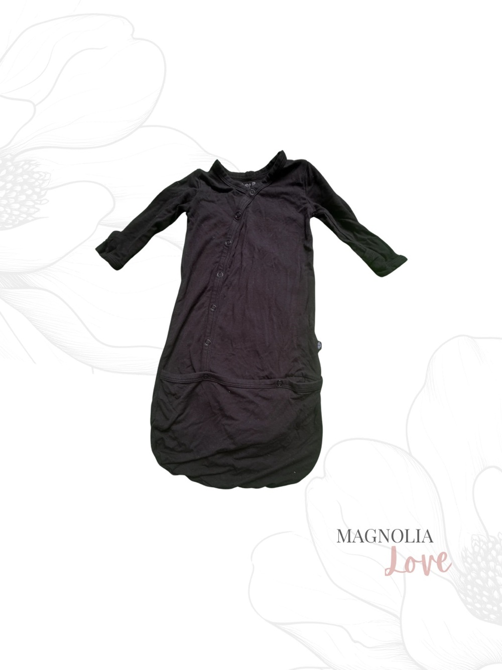 🪁 Kyte Baby Black Bamboo Nightgown Long Sleeve Infant Baby Snug Boys Girls 0-3M